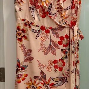 Sanctuary Blush Pink Floral Wrap Midi Dress